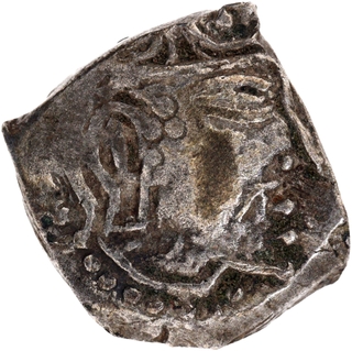 Skandagupta Silver Drachma Coin of Guptas of Fire Altar type.