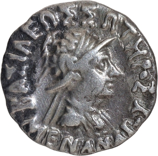 Silver Drachma Coin of Menander I of Indo Greeks.