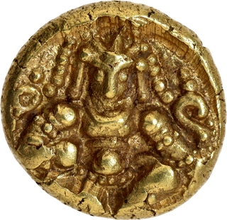 Krishnadevaraya Gold Varaha Coin of  Vijayanagara Empire of Balakrishna type.