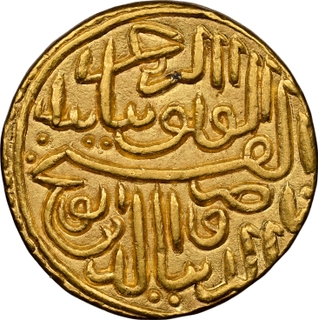 Top Pop Grade by NGC as AU 58 Gujarat Sultanate Nasir ud din Mahmud Shah I of Muhammadabad Mint Gold Heavy Tanka AH 913 Coin.