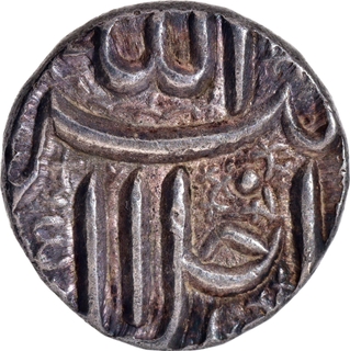 Rare AU-UNC Condition Akbar Ahmadabad Mint Silver Half Rupee Elahi 43 Month Mihr (Libra) Coin.