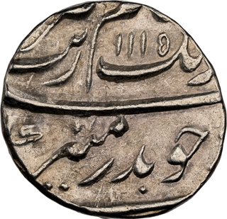 Top Pop Grade by NGC as AU 58 Aurangzeb Alamgir Surat Mint Silver Half Rupee AH 1115 /48 RY Coin.