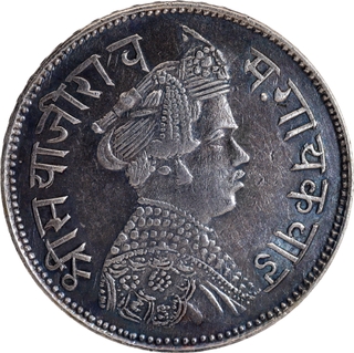 Baroda Sayaji Rao III Silver Rupee VS 1954 Coin.