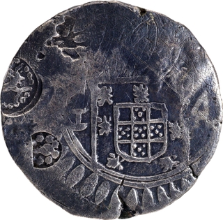 Indo Portuguese Goa D Pedro (Regent) Silver Xerafim 1681 AD Multiple Counterstamps on both sides, 