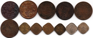 Rare Copper, Nickel Brass and Cupro Nickel Half Anna Twelve Coins of Different Rulers and Years.