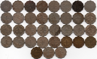 Rare Copper, Nickel Brass and Cupro Nickel Half Anna Twelve Coins of Different Rulers and Years.