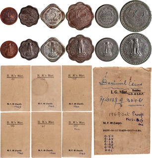 Republic India 1960 Proof Set of Six Decimal Coins with Original Mint packing of Bombay Mint.