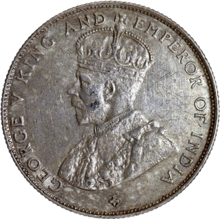 1921 Silver Fifty Cents Coin of  King George V of Straits Settlements.