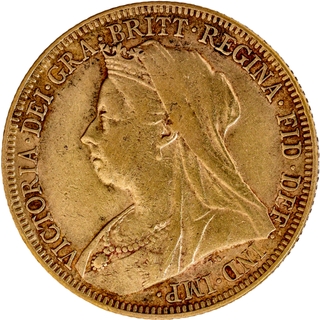 United Kingdom Gold Sovereign Coin of Victoria Queen of 1896.