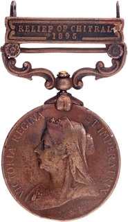 Bronze Indian General Service Medal of Queen Victoria of 1895 with Relief of Chitral Clasp.