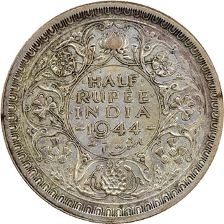 Rare Error Silver Half Rupee Coin of King George VI of Bombay Mint of 1944.