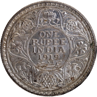 Rare Error Silver One Rupee Coin of King George V of Bombay Mint of 1919.