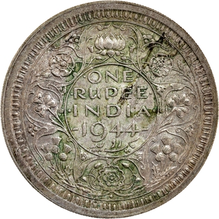 Scarce Error Silver One Rupee Coin of King George VI of Bombay Mint of 1944.