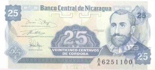 Paper money of Nicaragua of 25 Centavos.