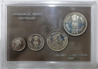 1989 UNC Set Jawaharlal Nehru Birth Centenary Bombay Mint.