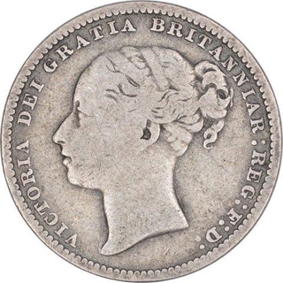 Silver One Shilling Coin of Victoria Dei Gratia of Great Britain of 1881.
