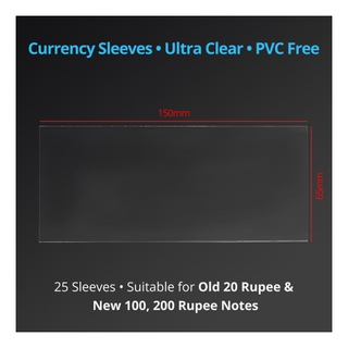 Currency Note Sleeves of Old 20 Rs & New 100 Rs, 200 Rs Notes PVC Free 