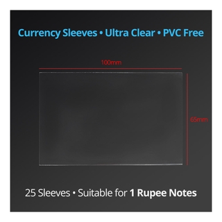 Currency Note Sleeves of 1 Rupee PVC Free Plastic Holders 