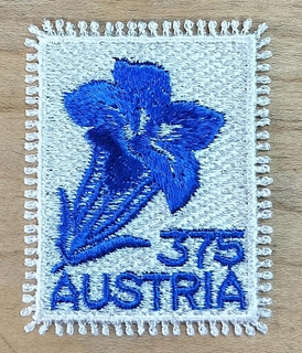 Extremely Rare Embroidery Stamp of Gentiana Clusii issued in 2008