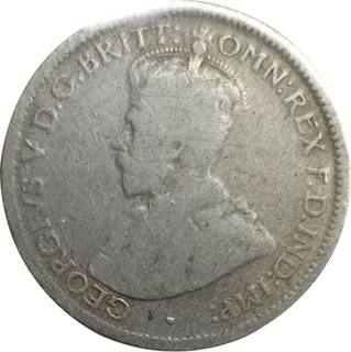 Silver Six Pence Coin of King George V of Australia Issued in1925.