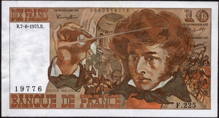 Ten Francs Bank Note of France 1974-1978.