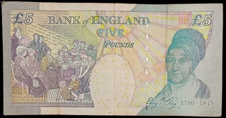 Five Pounds Note of 2002 of United Kingdom.