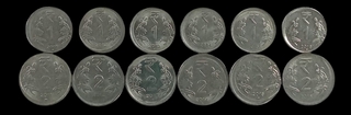 Steel Lot of Twelve Error Rupees Coins of Republic India.