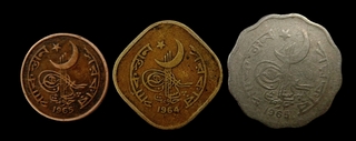 Set of three, One Five & Ten Paise Coins of pakistan.