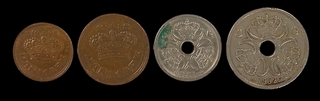 Bronze-Nickel Set of Four Coins of Denmark.