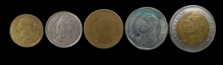 Brass-Nickel Set of five Coins of Thailand.