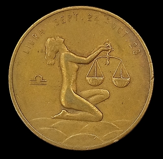 Brass Libra Zodiac Good Luck Token of your Lucky numbers.