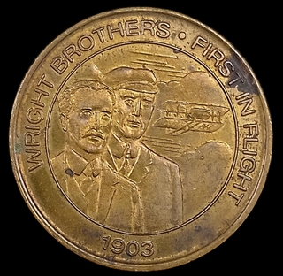 USA First in Flight Brass Token of Wright Brothers Year 1999.