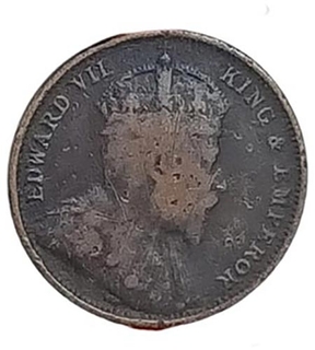 Bronze Half Cent Coin of  King Edward VII of Ceylon Issued in 1908.