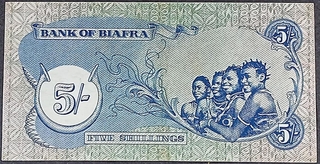 Five Shillings Bank Note of Biafra 1968-1969.