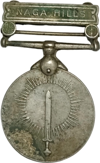 General Service Copper Nickel Medal Awarded for 180 days service in 1955-1956 in the Nata Hills in the far northeast of India on the border with Burma.