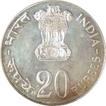 Twenty Rupees of Grow More Food of Bombay Mint of the year 1973.