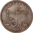 Copper half Anna of East india company of bombay mint.
