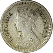 Silver Two Anna coin of Victoria Empress of Caclutta Mint of the Year 1877.