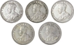 Silver 20 cents of five coins of  King George V.