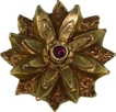 Antique Gold Brooch of Lotus Designe with Burmese Rubies.