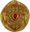 Ancient Gold Pendant Studded with Ruby in temple designe.