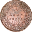 Copper One Twelfth Anna Coin of Victoria Empress of Calcutta Mint of 1890.