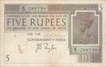 Five Rupees Bank Note of King George V of signed by  J B Taylor of 1925.