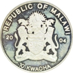 Silver Plated Cupro Nickle Ten Kwacha Coin of Republic of Malawi.