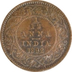 Copper One Twelfth Anna Coin of Victoria Empress of Calcutta Mint of 1892.