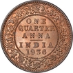 Bronze Quarter Anna Coin of King George V of Calcutta Mint of 1936.