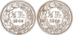 Silver Half Francs Coins of Switzerland.