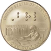 Silver One Dollar Of Louis Braille of United States Mint of U S A.