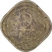 Nickel Brass Two Anna Coin of King George VI of Lahore Mint of 1944.