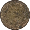 Bronze One Quarter Anna Coin of King Edward VII of Calcutta Mint of 1908.